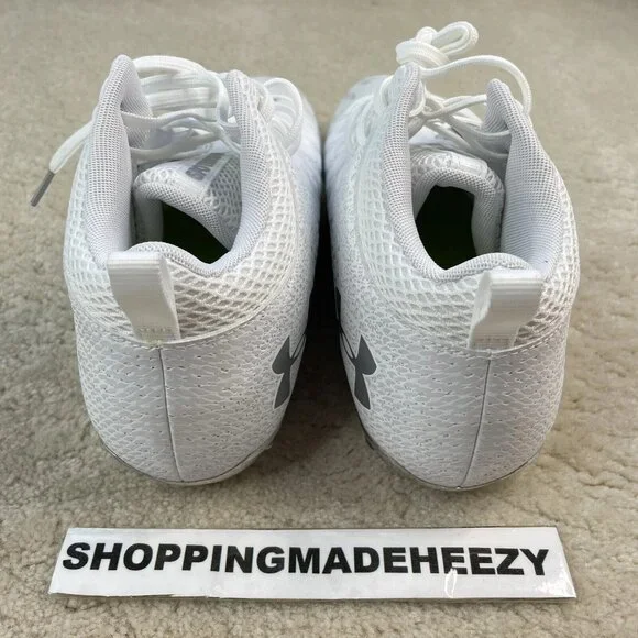 [US 14] UNDER ARMOUR UA SPOTLIGHT 4D Foam Football Cleats Shoes White Silver